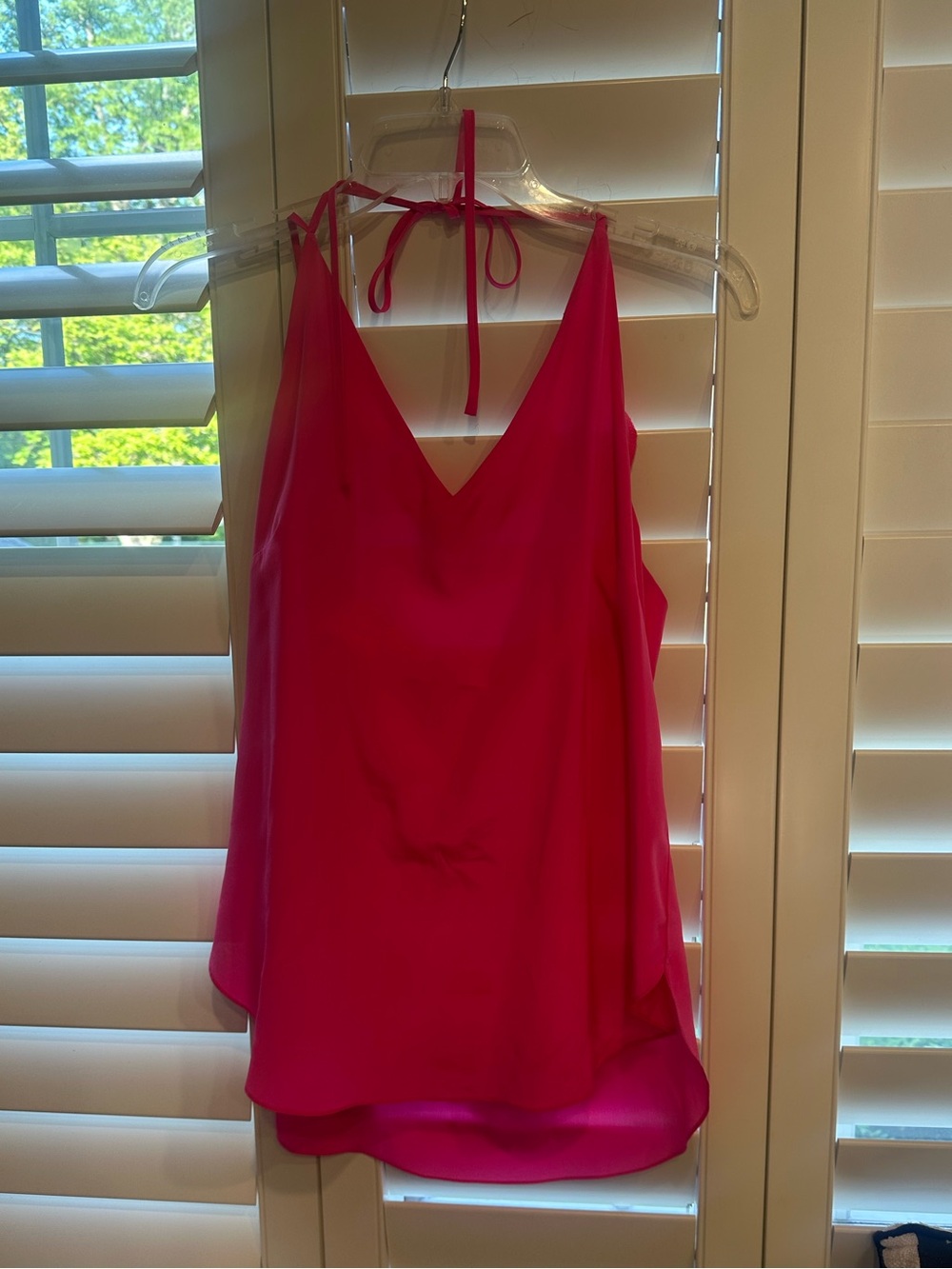 Amanda Uprichard Hot Pink V-Neck hi low silk tank